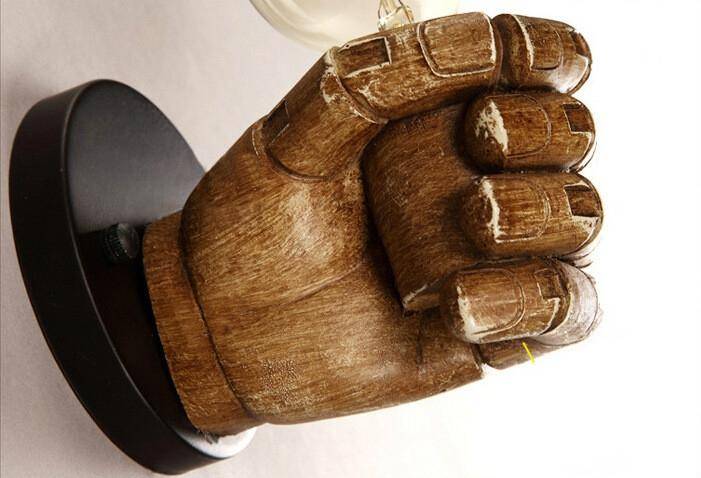 Creative Personality Fist Wall Lamp Bedroom Bedside Restaurant Cafe Resin Decorative Antique Lamp...