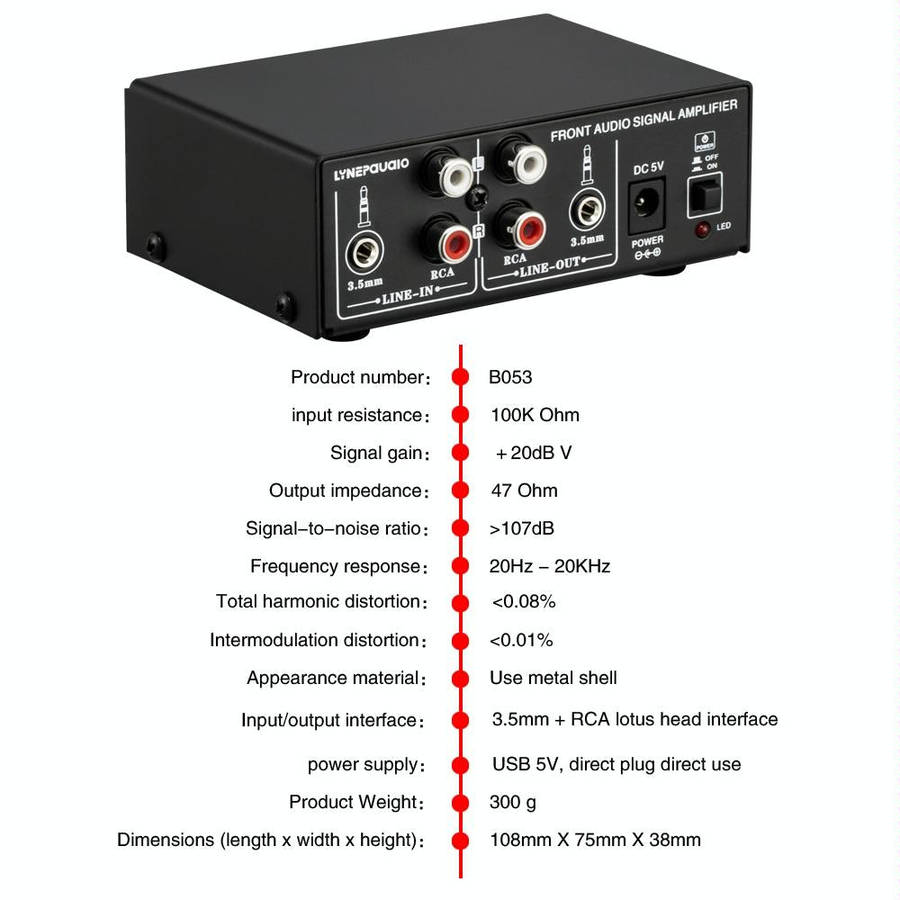 B053 Front Stereo Sound Amplifier Headphone Speaker Amplifier Booster with Volume Adjustment, 2-W...