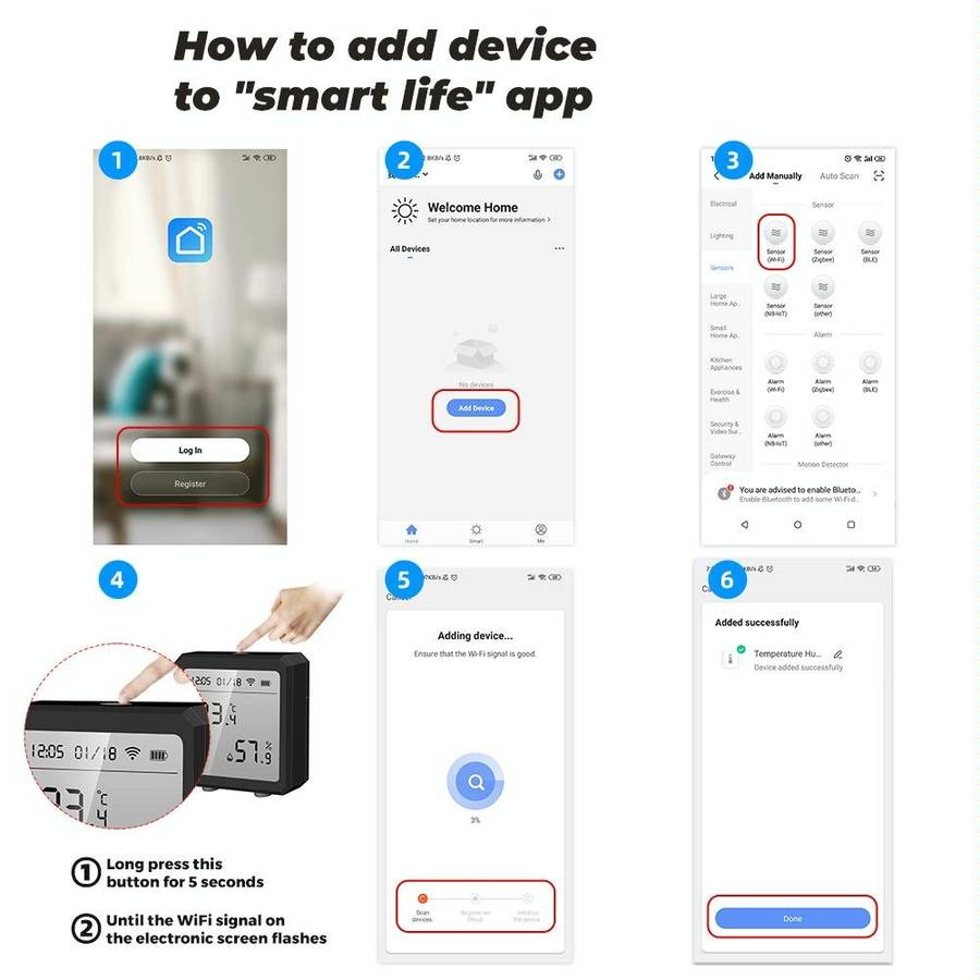 Wifi Temperature And Humidity Meter Sensor Equipment Smart Home Graffiti APP Temperature And Humi...
