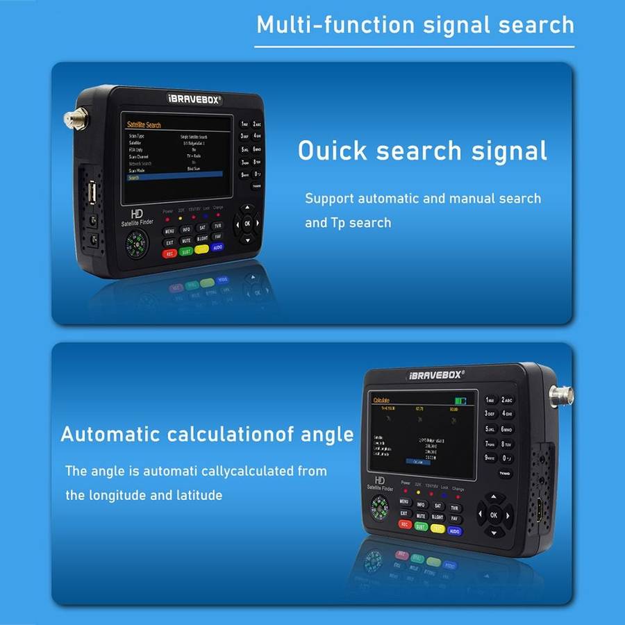 iBRAVEBOX V10 Finder Max+ 4.3 inch Display Digital Satellite Meter Signal Finder, Support DVB-S/S...