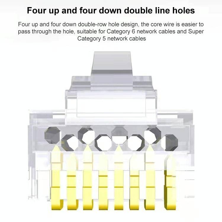 10pcs /Pack Cat6e Unshielded Pass Through RJ45 Connector Modular Plug