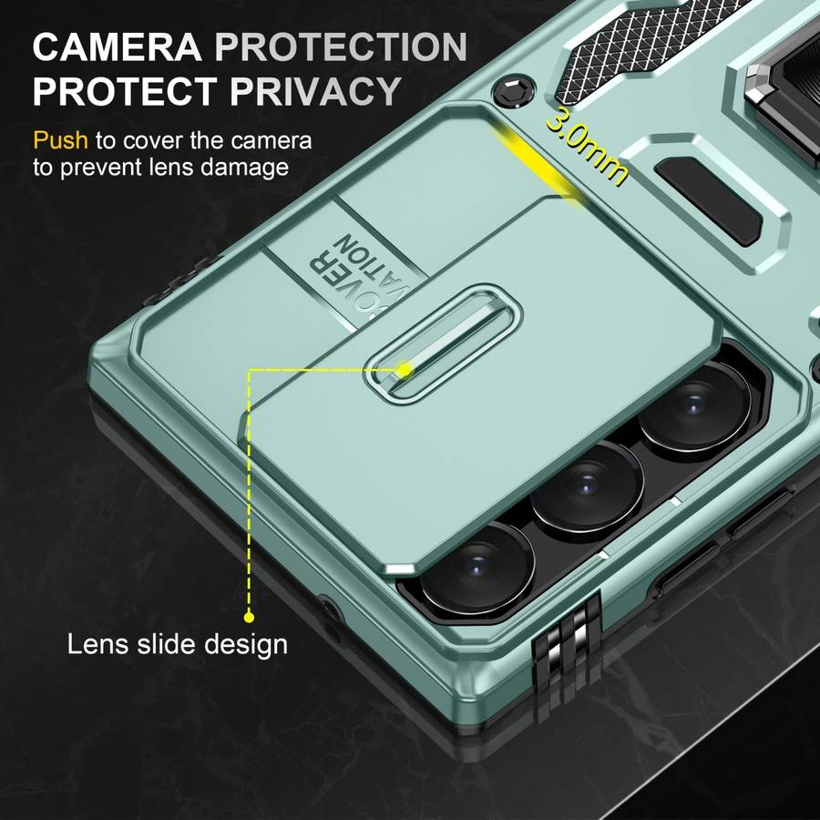 For Samsung Galaxy S24 Ultra 5G Armor PC + TPU Camera Shield Phone Case(Alpine Green)