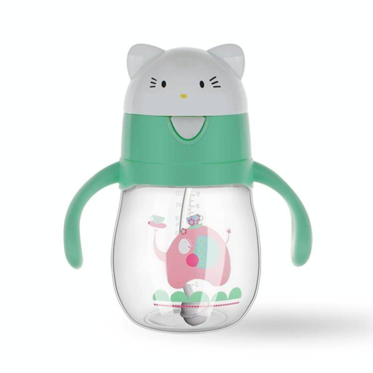 Infant Toddler Drink Cup Child Plastic Leakproof Cartoon Straw Cup With Handle Gravity Ball, Size...