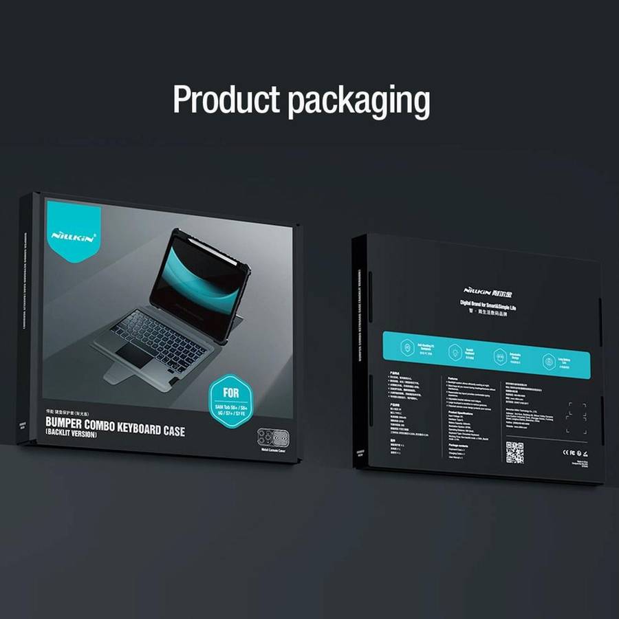 For Samsung Galaxy Tab S8+/S8+ 5G/S7+/S7 FE Nillkin Bumper Combo Keyboard Case with Backlight