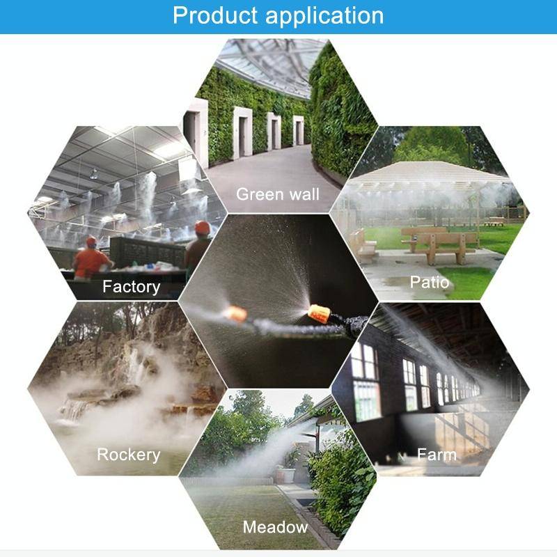 Outdoor Lawn Garden PE Mist Watering Line Misting Cooling System with 6 x Mist Nozzles, Length: 6...