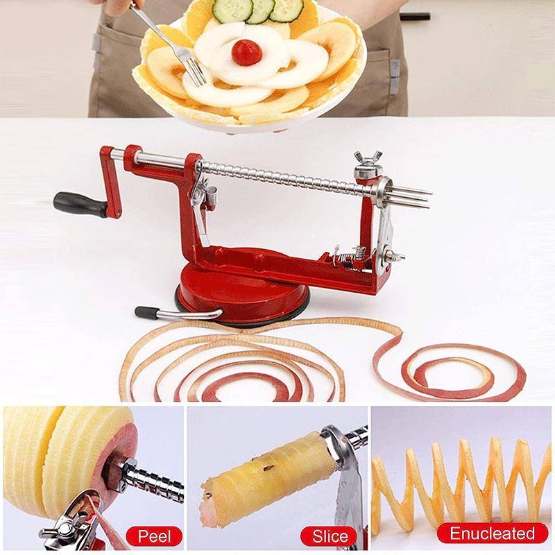 3 in 1 Multi-functional Fruit Peeling Slicing Stoning Peeler Machine(Red)