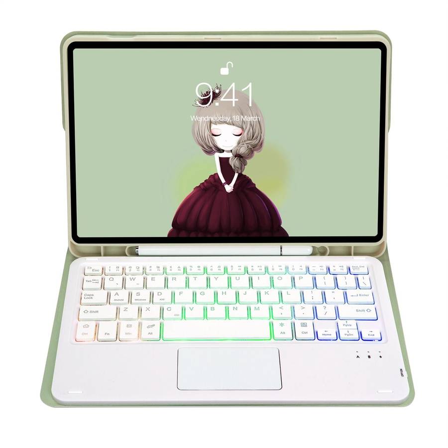 For Samsung Galaxy Tab S6 Lite A610B-AS Candy Color Backlight Bluetooth Keyboard Leather Tablet C...