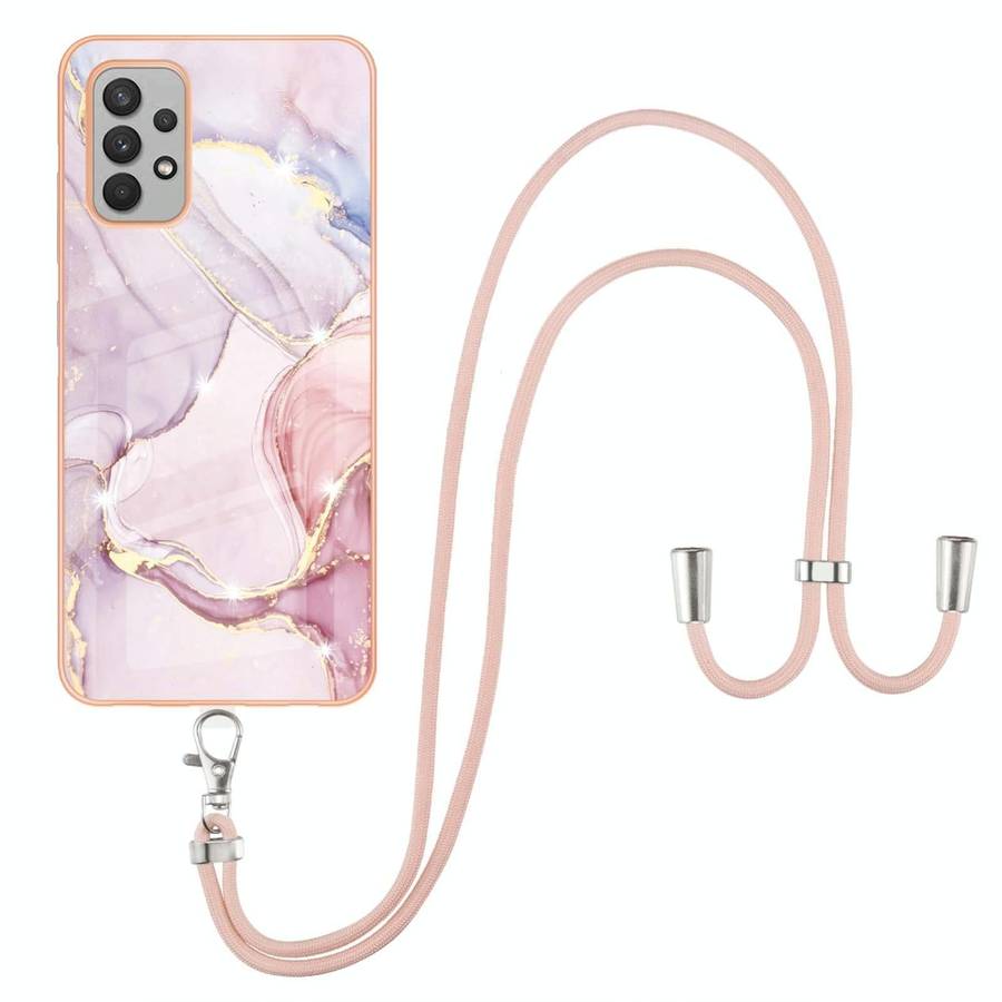 For Samsung Galaxy A32 4G EU Version Electroplating Marble Pattern IMD TPU Shockproof Case with N...