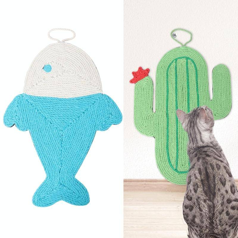 Non-slip and Moisture-proof Scratch Resistant Sisal Cat Scratch Pad(Small Fish)