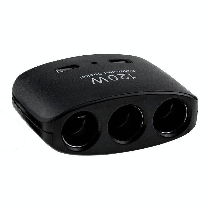120W Car Cigarette Lighter Adapter, 3-Socket Cigarette Lighter Splitter with Dual USB Car Charger...