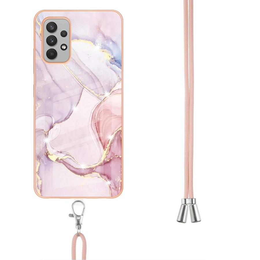 For Samsung Galaxy A32 4G EU Version Electroplating Marble Pattern IMD TPU Shockproof Case with N...
