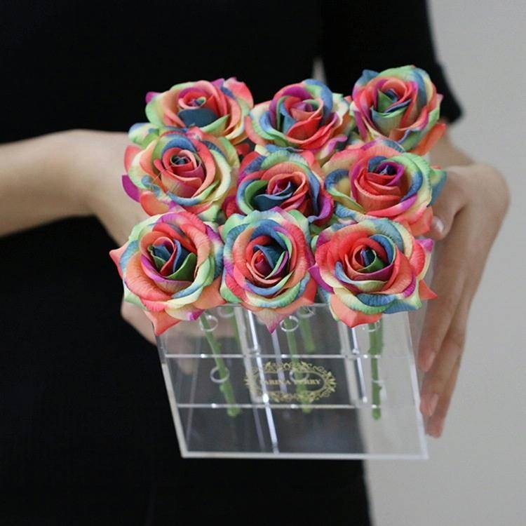 Square Transparent Acrylic Gift Box Flower Box, Specification: 9 Holes