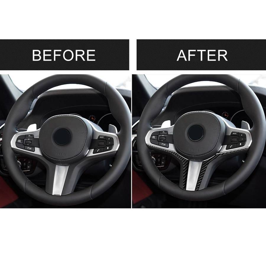 Car Carbon Fiber Steering Wheel Lower Panel Decorative Sticker for BMW G30(2018-2020) / G01(2018-...
