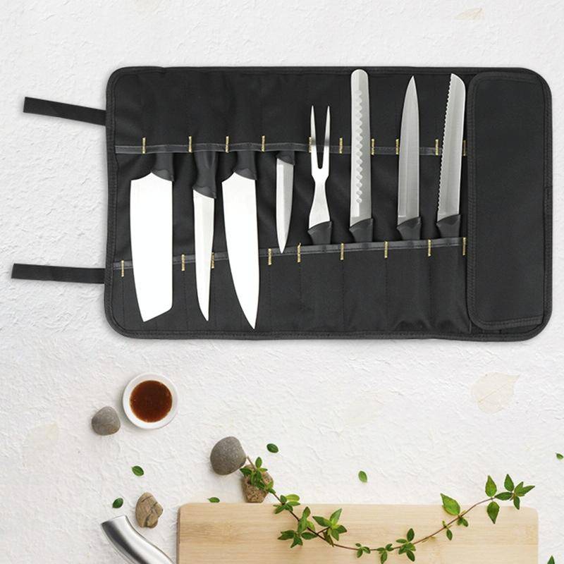 Chef Knife Storage Bag Portable Reel Knife Bag(Black)