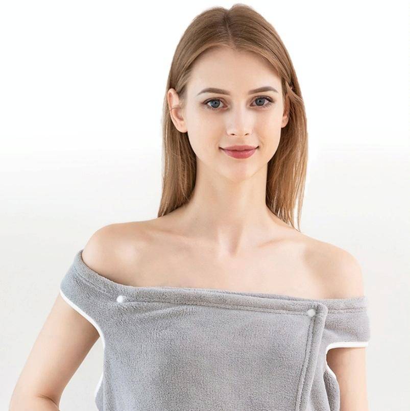 Coral Fleece Wearable Household Bath Skirt Soft Absorbent,Quick-Drying Non-Linting Bath Towel, Si...