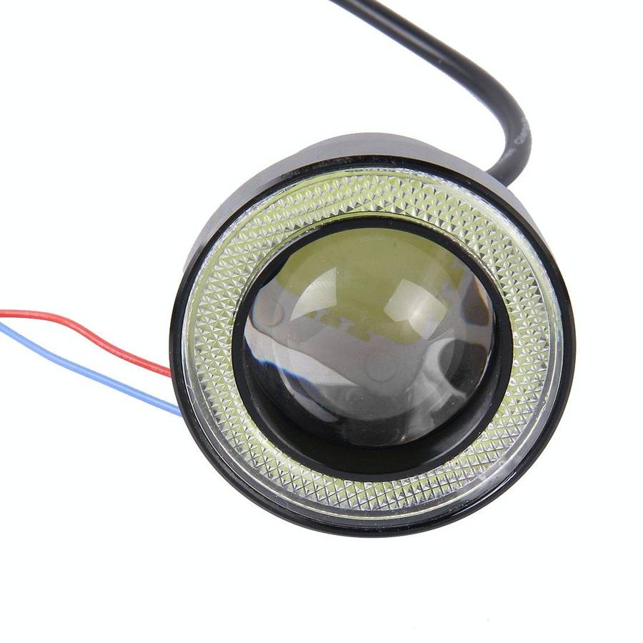 2 PCS 2.5 inch DC12-24V 10W 900LM 6500K Car Angel Eyes Fog Lamp Foglight, Cable Length: 20cm(Whit...