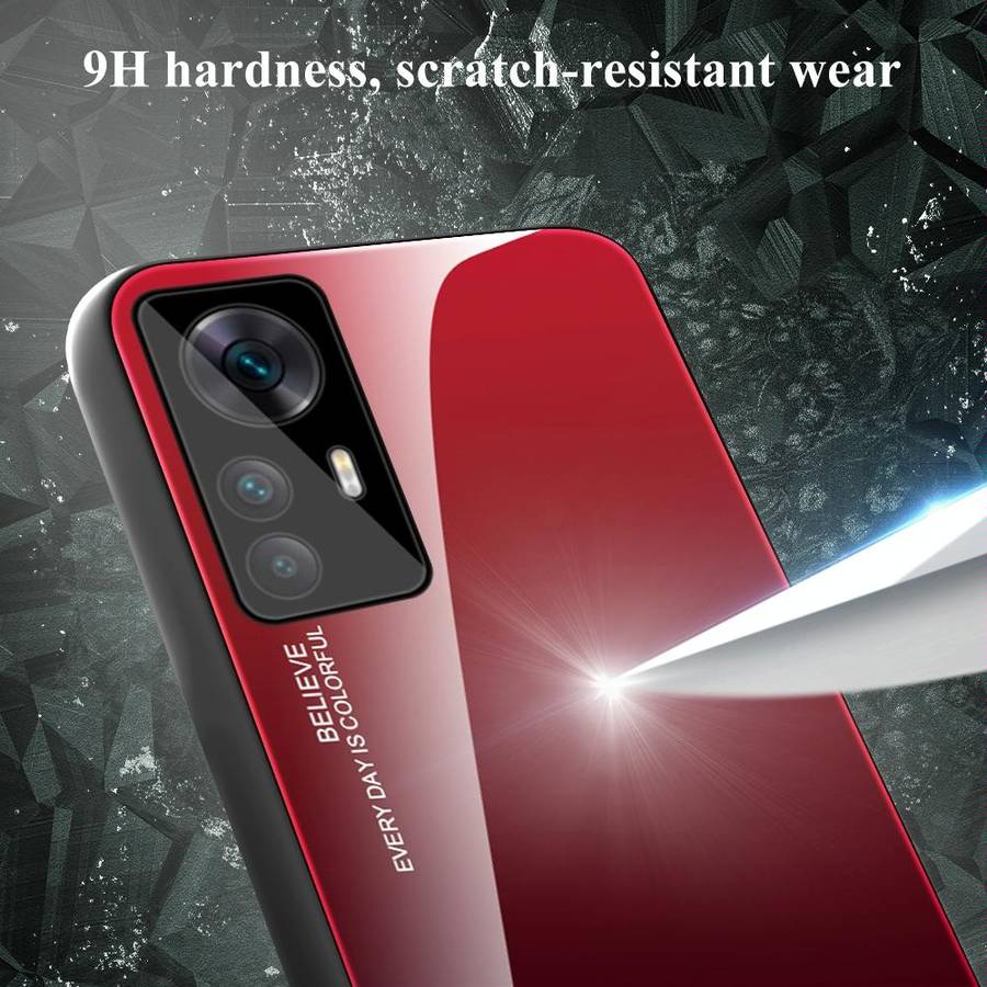 For Xiaomi Redmi K50 Ultra / 12T / 12T Pro Gradient Color Glass Phone Case(Yellow Pink)