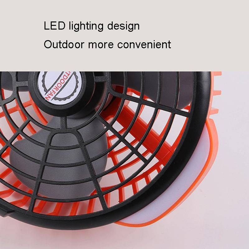 Outdoor Camping USB Charging Fan Tent Swing Head Fan With Tripod LED Light(Black)