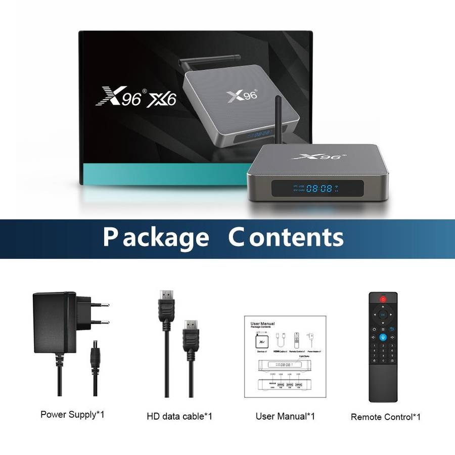 X96 X6 8K Smart TV BOX Android 11.0 Media Player, RK3566 Quad Core ARM Cortex A55, RAM: 8GB, ROM:...
