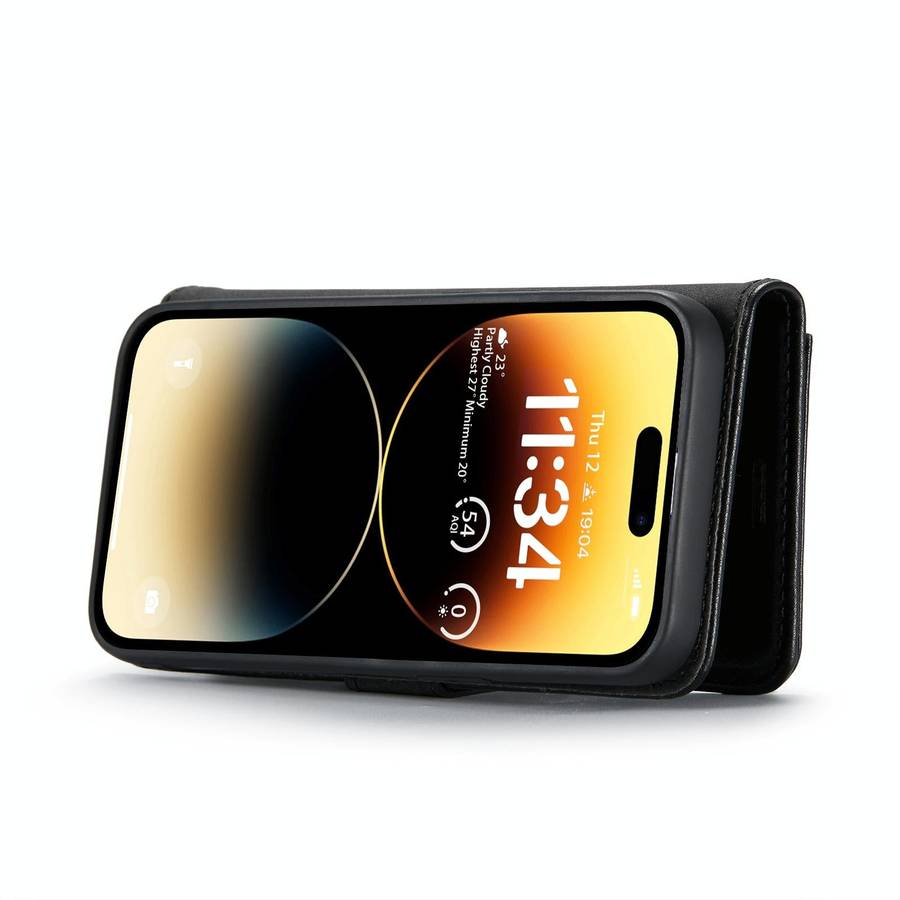 For iPhone 14 Pro Max DG.MING Crazy Horse Texture Detachable Magnetic Leather Case(Black)