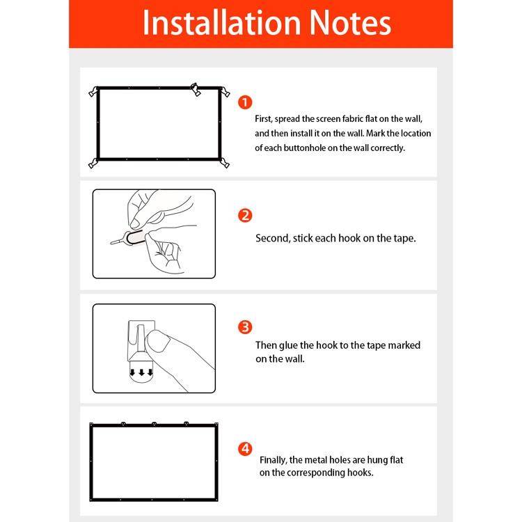 Simple Folding High Density Polyester Projector Film Curtain, Size:120 inch (16:9) Projection Are...