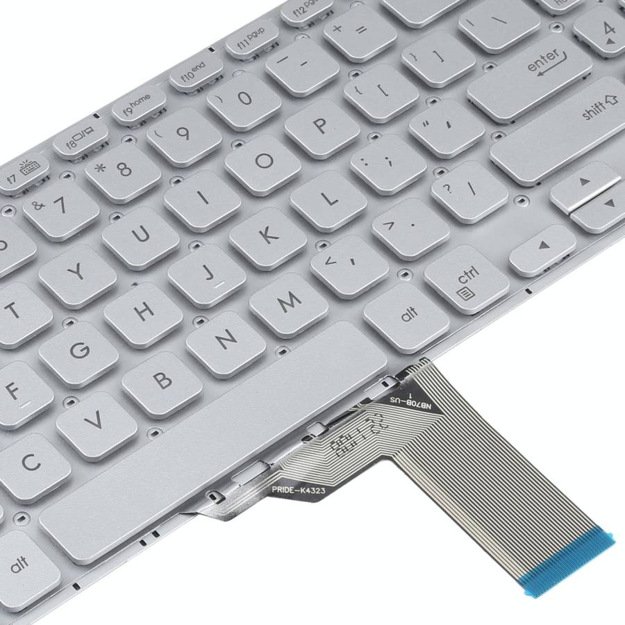 For Asus Vivobook X512 X512D X512DA X512F X512FA X512U US Version Keyboard with Backlight (Silver)