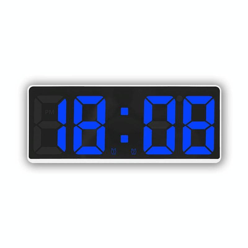 LED Bedside Alarm Clock Battery Plug-In Dual-Purpose Clock(Blue)