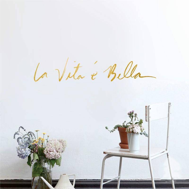 Italian Beautiful Life Decorative Wall Stickers, Size:40x8cm(Gold)