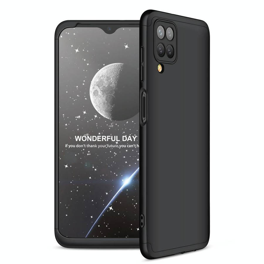 For Samsung Galaxy A12 GKK Three Stage Splicing Full Coverage PC Case(Black)