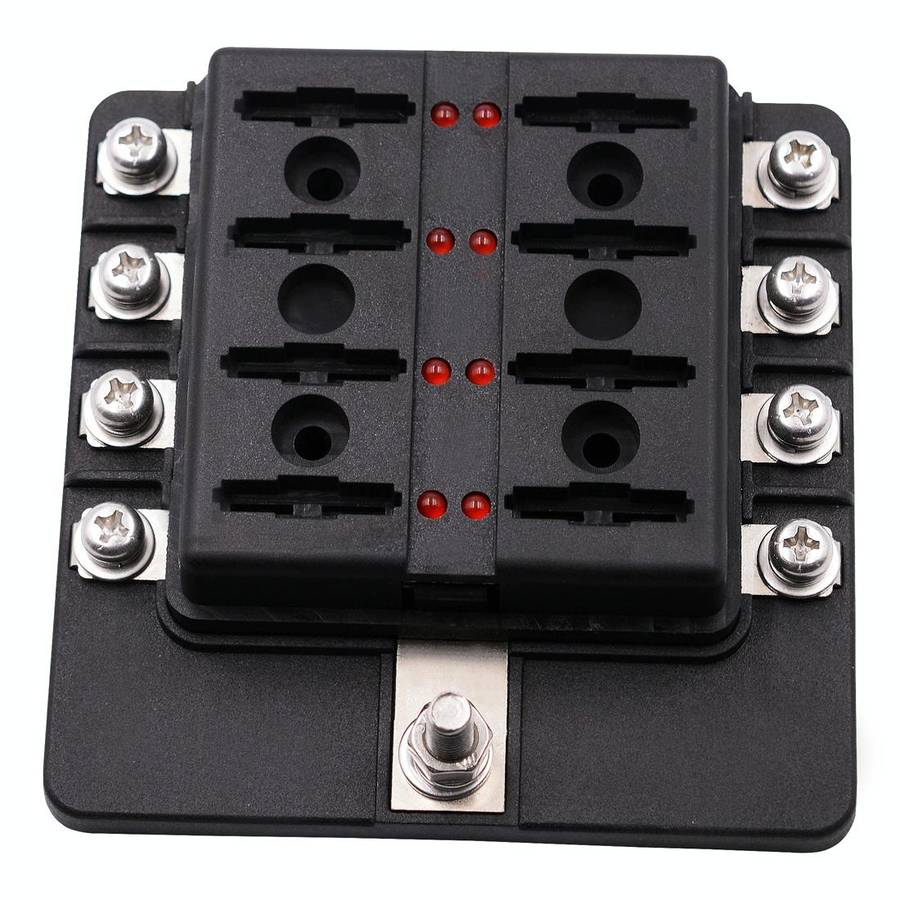 1 in 8 Out Fuse Box Screw Terminal Section Fuse Holder Kits with LED Warning Indicator for Auto C...