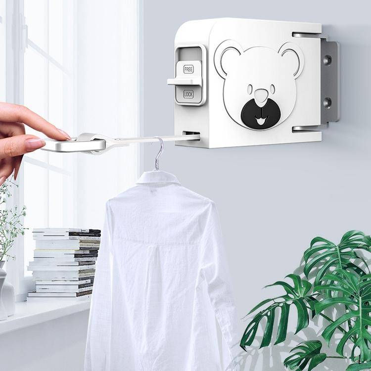 Clothesline Indoor Telescopic Hanger Clothes Rope Non-Slip Outdoor Clothesline(White)
