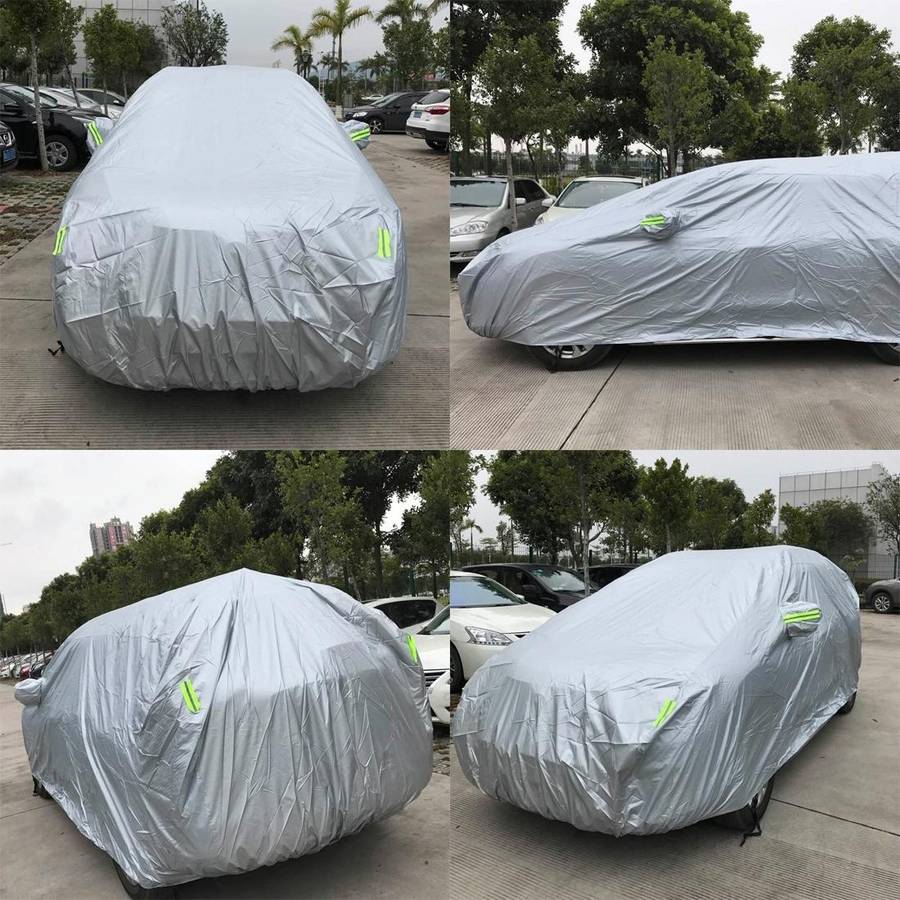 PEVA Anti-Dust Waterproof Sunproof SUV Car Cover with Warning Strips, Fits Cars up to 4.7m(183 in...