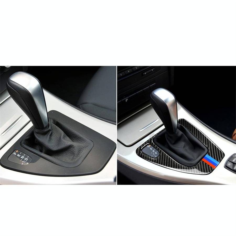 Three Color Carbon Fiber Car Left Driving Gear Panel Decorative Sticker for BMW E90 / E92 2005-20...