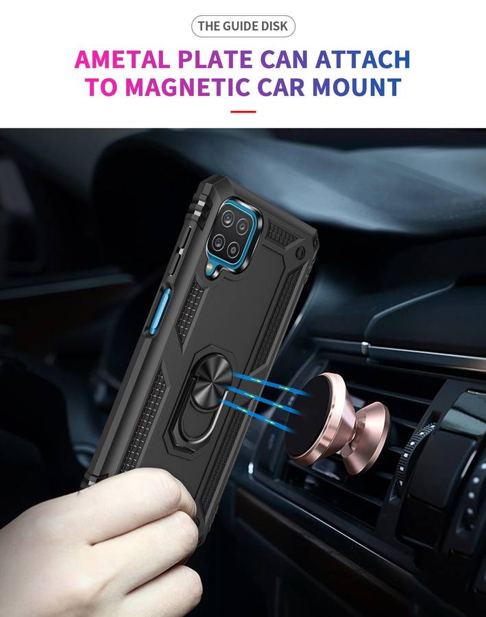 For Samsung Galaxy A12 5G Shockproof TPU + PC Protective Case with 360 Degree Rotating Holder(Black)