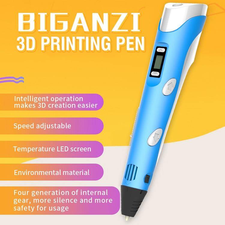 Hand-held 3D Printing Pen, EU Plug(Blue)