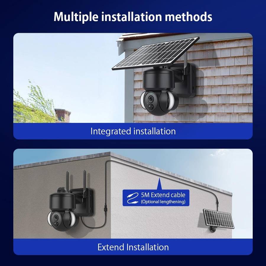 SHIWOJIA IP66 Waterproof 4G 3MP Solar Dome IP Camera, Two-way Audio & PIR Motion Detection & Nigh...