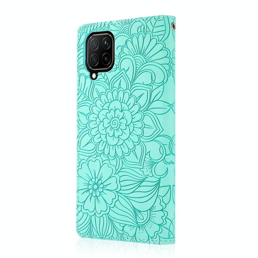 For Huawei P40 lite Skin Feel Embossed Sunflower Horizontal Flip Leather Case with Holder & Card ...