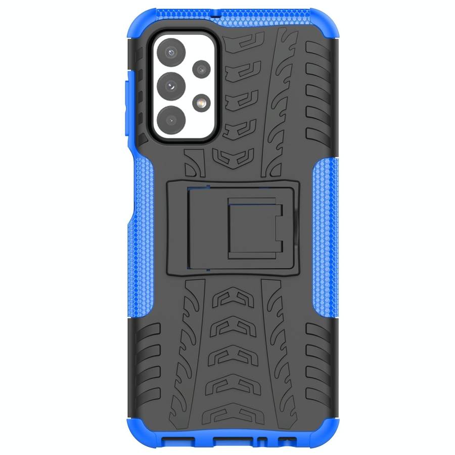 For Samsung Galaxy A23 Tire Texture Shockproof TPU+PC Phone Case with Holder(Blue)