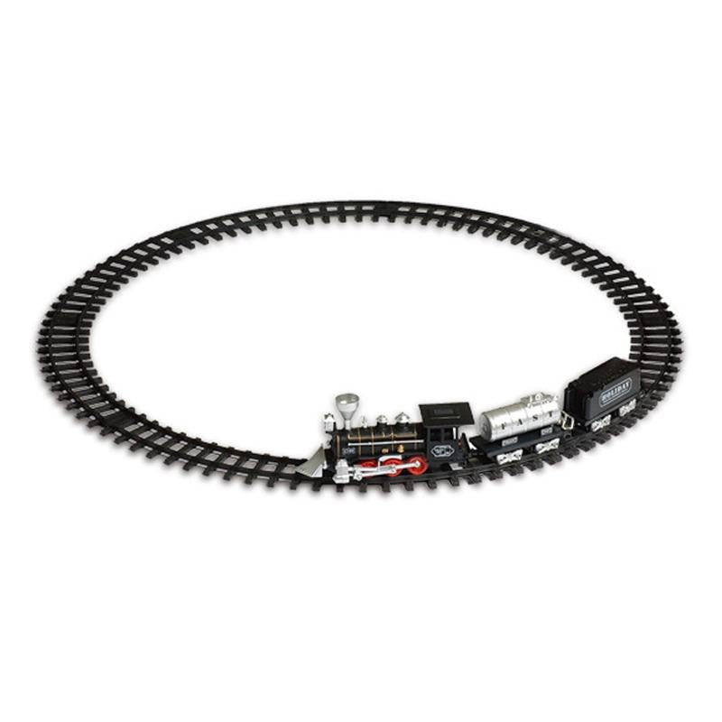 SS333-64 Electric Retro Simulation Train Model Children Toys Light Music Track Train (Black)