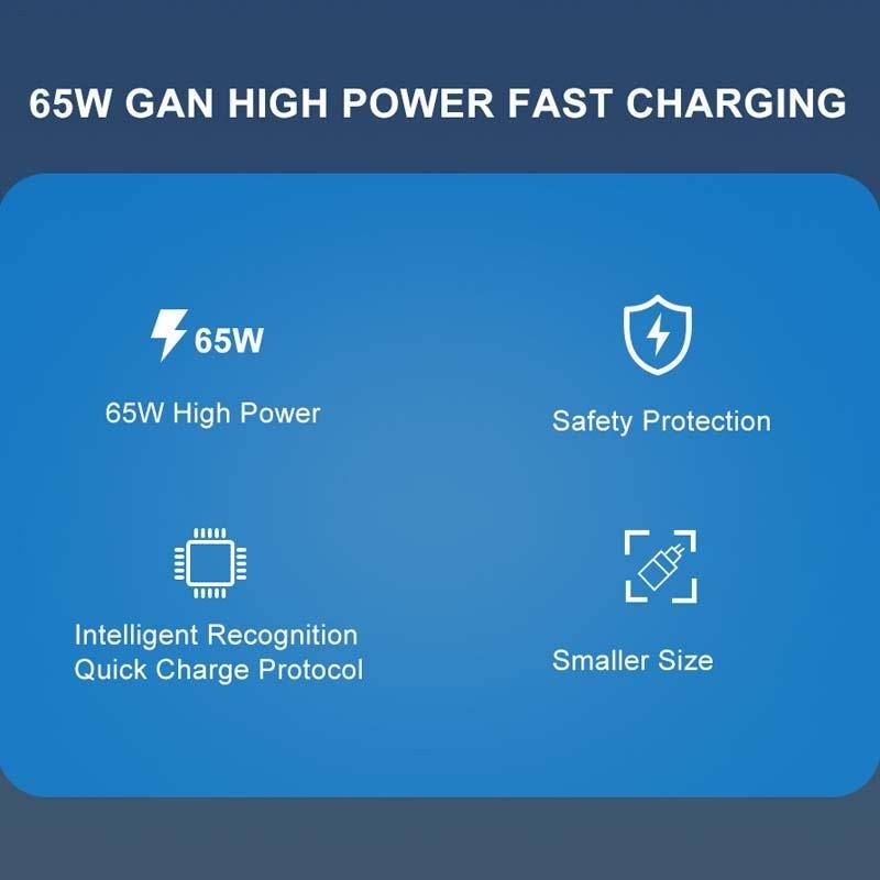 65W GAN PD + QC3.0 Fast Charger Phone Notebook Computer Universal Charging Head, Plug: UK Plug Black