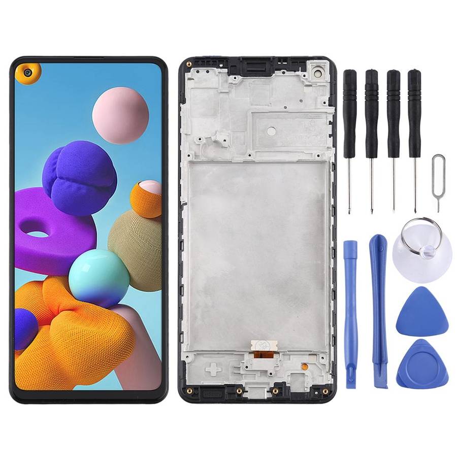 OEM LCD Screen for Samsung Galaxy A21s / SM-A217 Digitizer Full Assembly with Frame (Black)