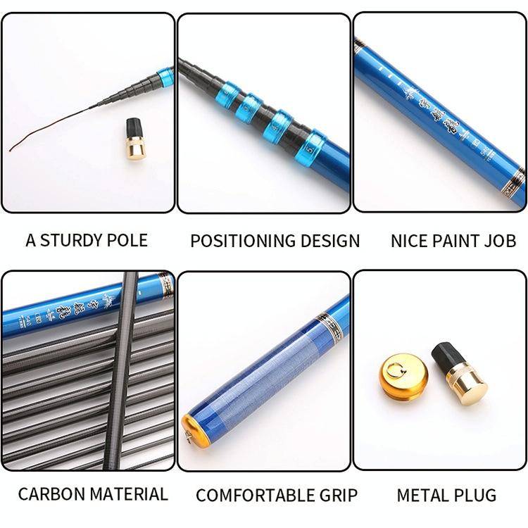 Carbon Short Section Fishing Rod Short Section Positioning Handle Rod, Length: 6.3m(Black)