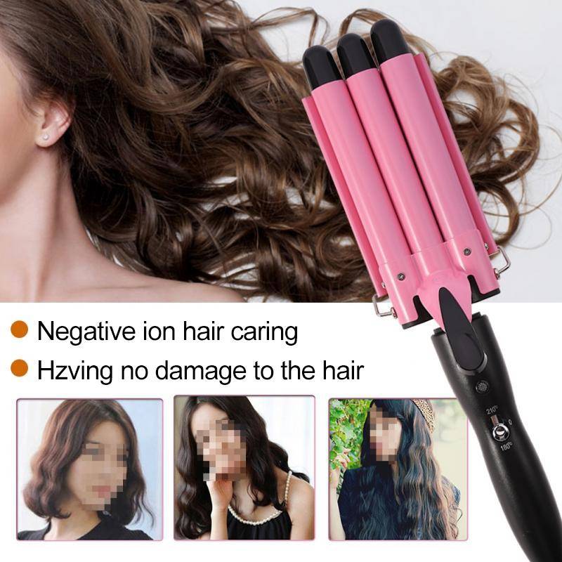 20-32m Automatic Ceramic Perm Splint Hair Curler 3 Barrels Big Wave Hair Curling Iron Tools, Size...
