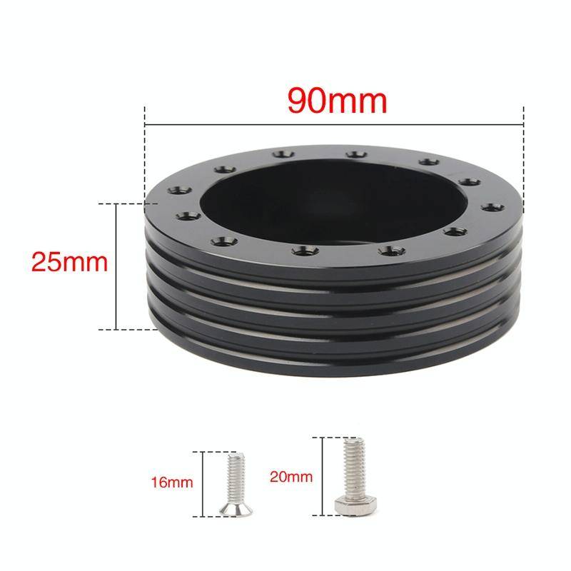 Car Hub for 6-Hole to 3-Hole Steering Wheel Adapter Boss Kit Steering Wheel Spacer Bolts (Black)