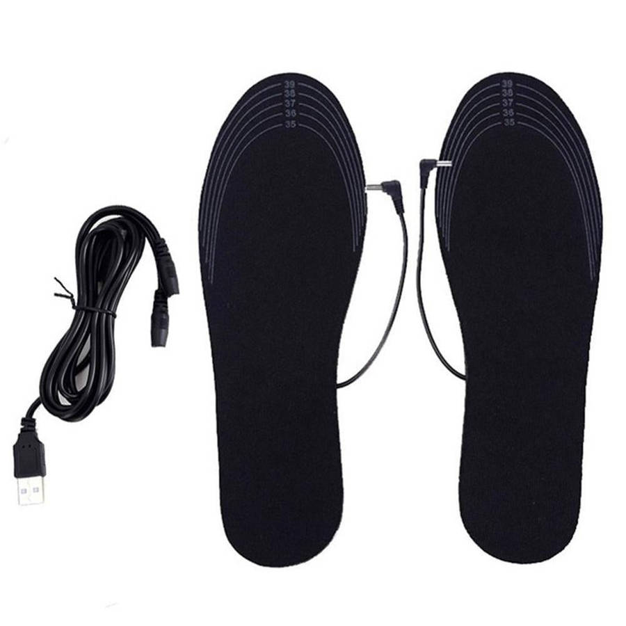 1 Pair USB Heating Insoles Washable Cuttable Electric Heating Foot Warmer Size 35-40