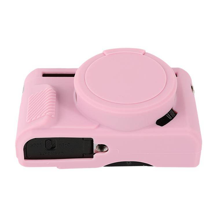 For Canon PowerShot G7 X Mark II / G7X2 Soft Silicone Protective Case with Lens Cover(Pink)