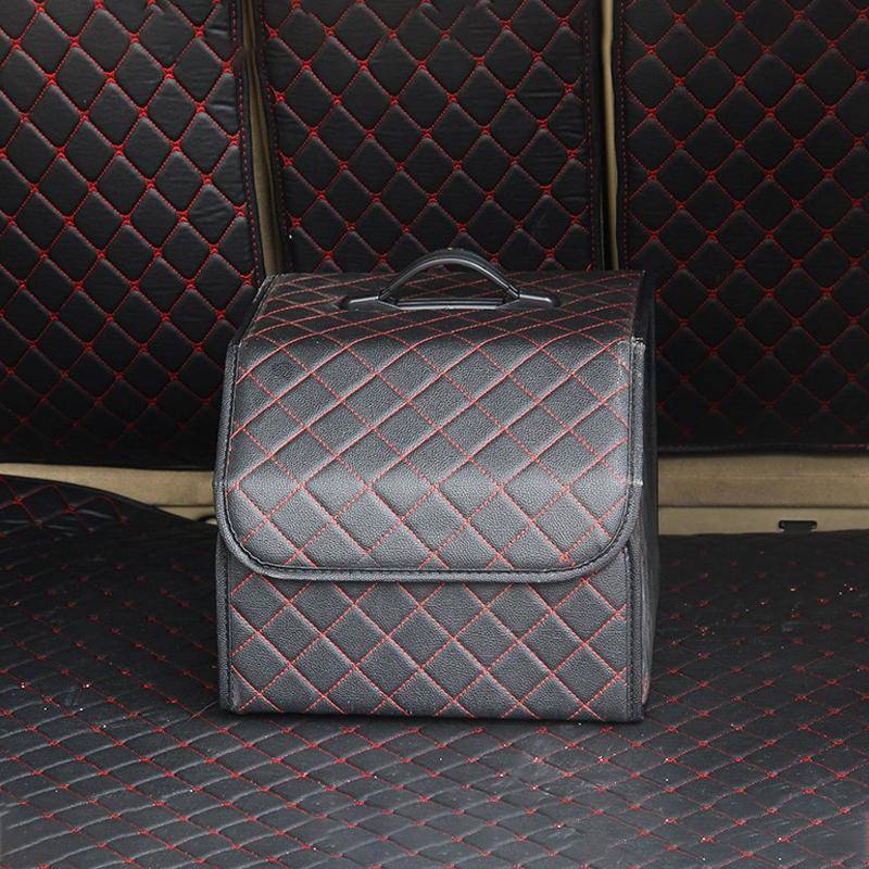 Car Trunk Foldable Storage Box, Checkered Small Size: 33 x 32 x 30cm(Black Red)