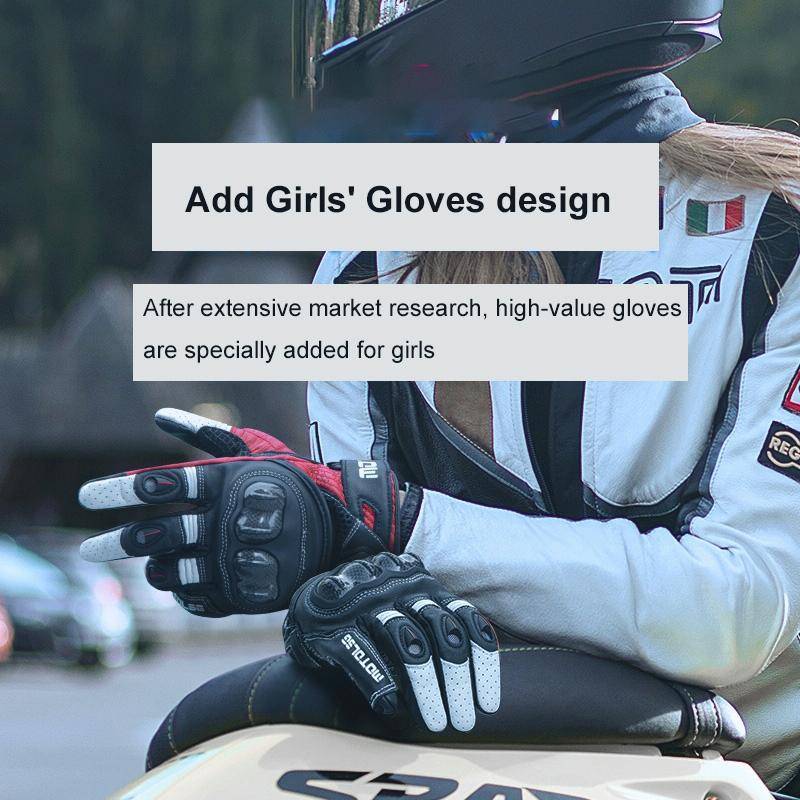One Pair Genuine Leather Motorcycle Gloves with Carbon Fiber Hard Knuckle Touch Screen, Size:XL(B...