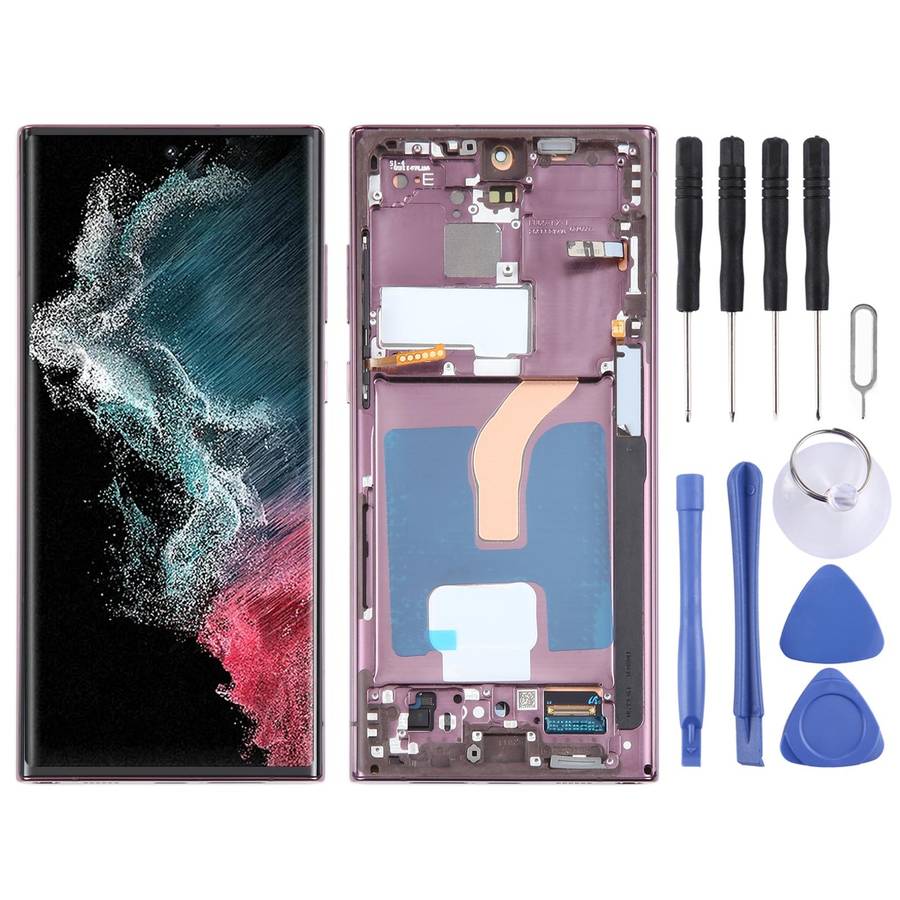For Samsung Galaxy S22 Ultra 5G SM-S908B Original LCD Screen Digitizer Full Assembly with Frame (...