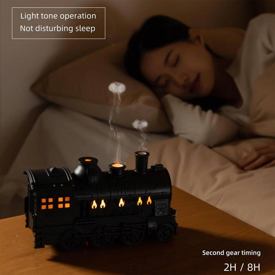 300ml Small Train Essential Oil Diffuser Humidifier With Remote Control US Plug